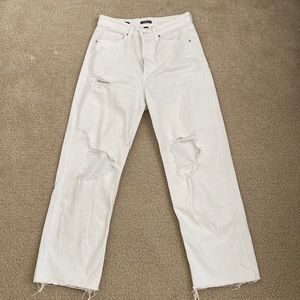 High waisted straight leg crop jeans